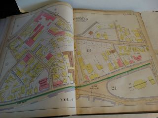 RARE Antique G.  W.  Bromley atlas 1888 City of boston mass 34 plates color maps 4