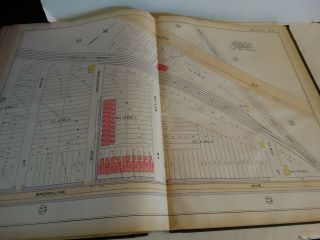 RARE Antique G.  W.  Bromley atlas 1888 City of boston mass 34 plates color maps 8