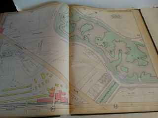 RARE Antique G.  W.  Bromley atlas 1888 City of boston mass 34 plates color maps 9