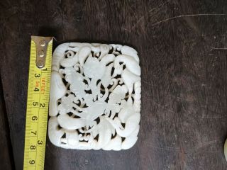 From Old Estate Chinese Ming Big White Jade Bird Plaque Screen Asian China 12