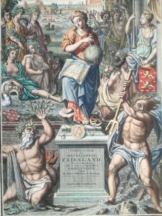 Schotanus: Huge Engraved Title Page Atlas Friesland - 1717 3