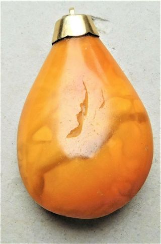 28g Real Natural Egg Yolk Butterscotch Amber Pendant Vintage 4