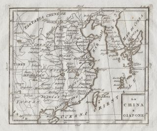 Antique Map Of China,  Korea And Japan By Rizzi Zannoni From 1790