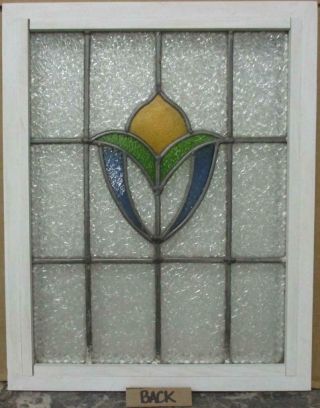 MIDSIZE OLD ENGLISH LEADED STAINED GLASS WINDOW Pretty Abstract 19.  5 