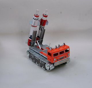 Daiya Tin Missile Carrier T - 12 Battery Operated 60s Japan,  (video)