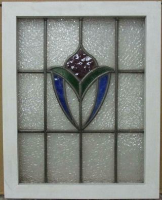 Midsize Old English Leaded Stained Glass Window Gorgeous Abstract 19.  5 " X 24.  5 "