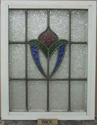 MIDSIZE OLD ENGLISH LEADED STAINED GLASS WINDOW Gorgeous Abstract 19.  5 