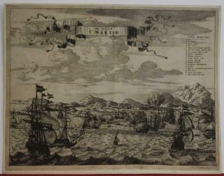 Sint Maarten West Indies (netherlands) 1668 Dapper Unusual Antique Engraved View