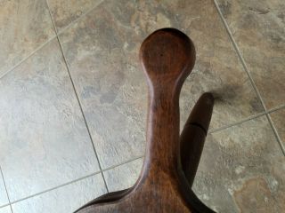 Antique Rare 3 Leg Walnut Milking Stool with Handle Carved into it 4