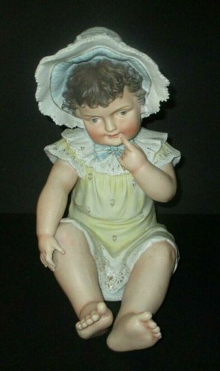 Antique Gebruder Heubach Piano Baby Large Sunbonnet Girl German Bisque Porcelain