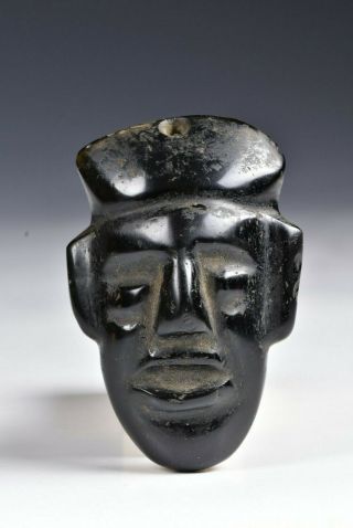 Pre Columbian Carved Obsidian Pendant Head