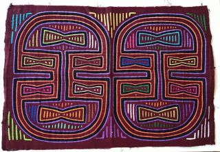 Folk Art Textile Reverse Applique Mola Kuna Indians San Blas Panama Colorful