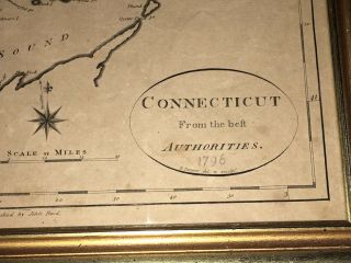 Antique Map Connecticut B.  Tanner 1796 American Ed.  Winterbothams John Reid Pub. 2