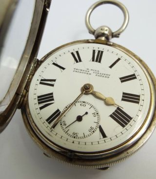 LARGE ENGLISH ANTIQUE 1903 STERLING SILVER POCKET WATCH & CHAIN 4