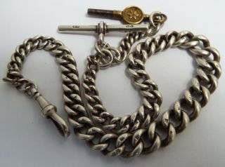 LARGE ENGLISH ANTIQUE 1903 STERLING SILVER POCKET WATCH & CHAIN 5