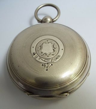 LARGE ENGLISH ANTIQUE 1903 STERLING SILVER POCKET WATCH & CHAIN 8