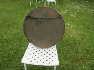 Antique mirror,  round with leaf pattern,  convex glass. 7