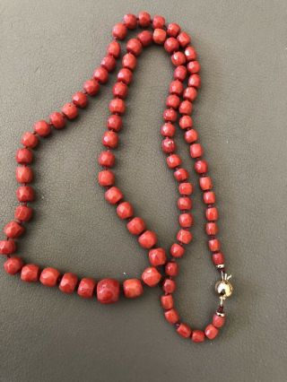 Estate Find Red Coral Bead Necklace