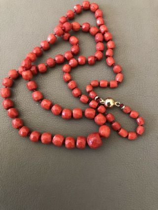 Estate Find red coral bead necklace 3