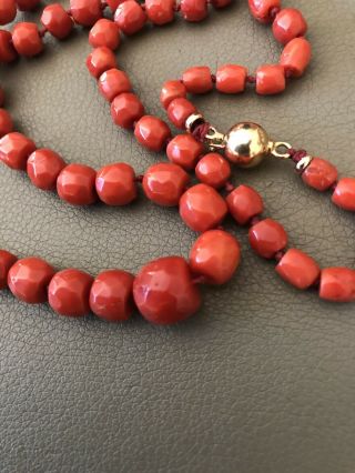 Estate Find red coral bead necklace 4