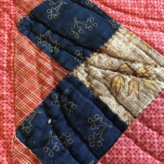 Antique Vintage Quilt Late 1800 ' s Fabrics 76 X 66 4
