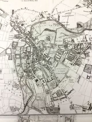 Antique Map Oxford Cambridge University City Plan 19th Century Old Colleges 3