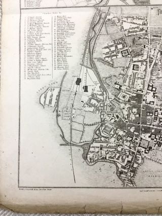 Antique Map Oxford Cambridge University City Plan 19th Century Old Colleges 5