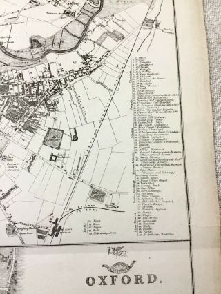 Antique Map Oxford Cambridge University City Plan 19th Century Old Colleges 9