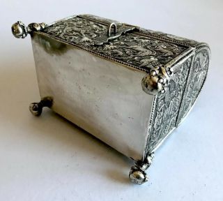 Antique Solid Silver 18th/19th Century Dutch Colonial Jewellery Box Casket Rare 12