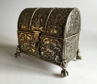 Antique Solid Silver 18th/19th Century Dutch Colonial Jewellery Box Casket Rare