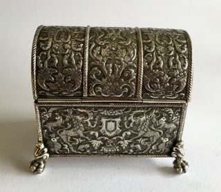 Antique Solid Silver 18th/19th Century Dutch Colonial Jewellery Box Casket Rare 5