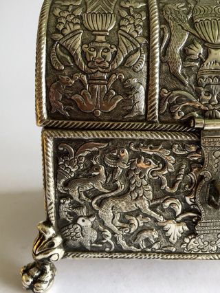 Antique Solid Silver 18th/19th Century Dutch Colonial Jewellery Box Casket Rare 7