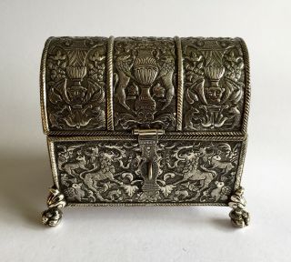 Antique Solid Silver 18th/19th Century Dutch Colonial Jewellery Box Casket Rare 9