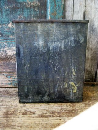 Antique Galvanized Tin Milk Box With Wood Frame Worn Dairy Stencils