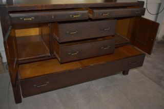 Antique Mission Craftsman Oak Dining Buffet Server JK Rishel Vintage Furniture 10