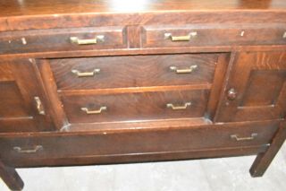 Antique Mission Craftsman Oak Dining Buffet Server JK Rishel Vintage Furniture 8