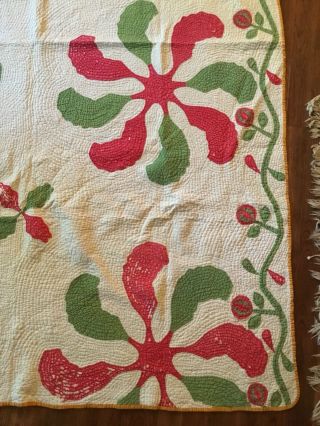 Antique c1870 Handmade Appliqué Princess Feather Garland Quilt 82x61 Whirlygig 5