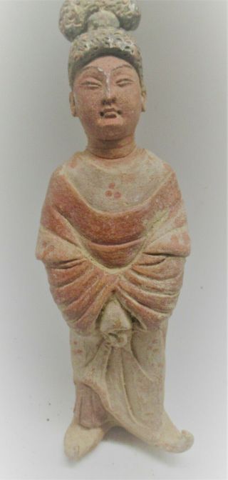 MUSEUM QUALITY ANCIENT CHINESE TANG DYNASTY CERAMIC TOMB ATTENDANT RARE 2