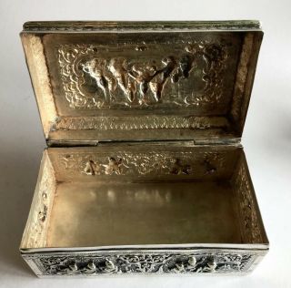 Rare Antique Solid Silver 19th Century Anglo Indian Box Oriental Buddha Large 9