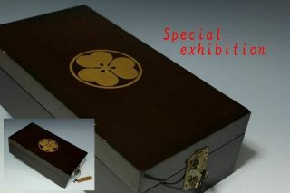 Japan Antique Edo Gold Makie Box Case Busho Sword Koshirae Yoroi Tsuba Samurai 紋