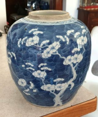 Large Antique Chinese Blue and White Porcelain Prunus Jar 7