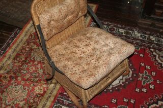 Antique Wicker Rattan Canoe Seats Chairs Adirondack With Cushions (2 Of 2)