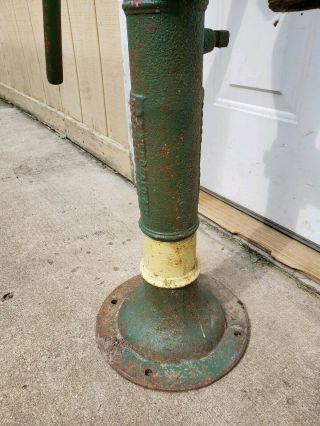 Vintage Antique Water Pump Well Cast Iron Painted John Deere HEAVY Farmhouse 4