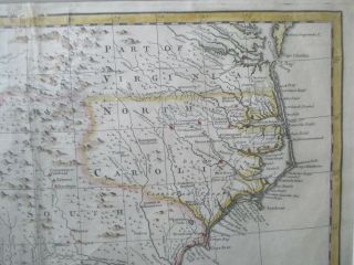 Emanuel Bowen 1700 ' s Colorful Map of North Carolina,  South Carolina & Georgia 3