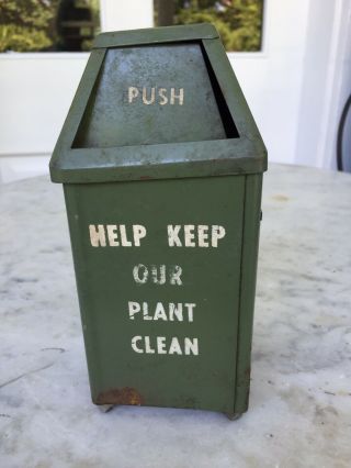 1920s American Miniature Self - Closing Metal Trash Can - Salesman ' s Sample? 3