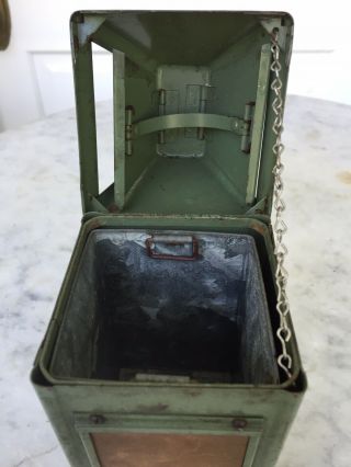 1920s American Miniature Self - Closing Metal Trash Can - Salesman ' s Sample? 7