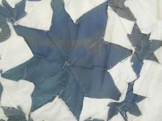 VINTAGE COTTON HS BLUE WHITE QUILT TOP 16 LRG 8 PT & 144 SM 5 PT STARS 88x90 6