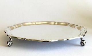 Large Heavy Solid Silver Sterling Salver Tray Pie Crust 1165g
