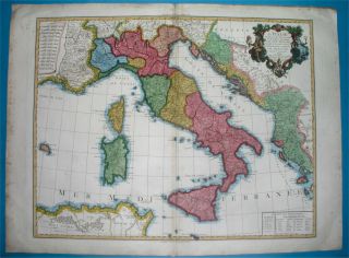 1802 Rare Map Italy Sicily Lacio Tuscany Rome Sardinia Piedmont Veneto