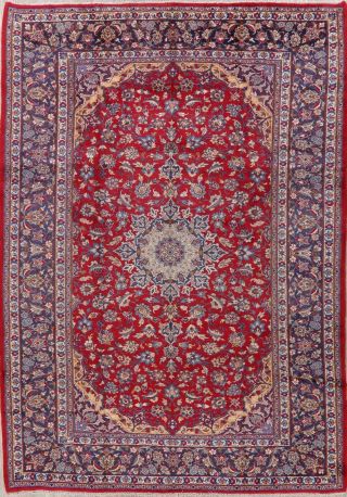 Traditional Vintage Floral Area Rug Hand - Knotted Oriental Vintage Carpet 8 X 12